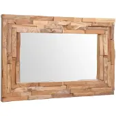 vidaXL Miroir décoratif Teck 90x60 cm Rectangulaire