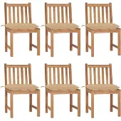 vidaXL Chaises de jardin 6 pcs. avec coussins teck massif