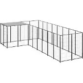 vidaXL Chenil noir 6,05 m² Acier