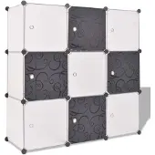 vidaXL Organisateur de rangement cube avec 9 compartiments Noir/Blanc