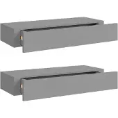 vidaXL Étagères à tiroirs murales 2 pcs gris 60x23,5x10 cm MDF