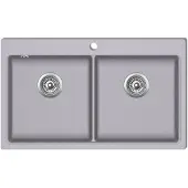 vidaXL Sink Struktur Granit Doppelschale grau