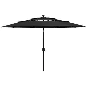 vidaXL Parasol avec mât en aluminium 3 couches noir 3,5 m