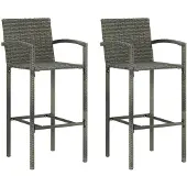 vidaXL Tabouret de bar 2 pcs. Gris Poly rotin