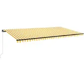 vidaXL Store manuel rétractable avec LED 600x350 cm jaune & blanc