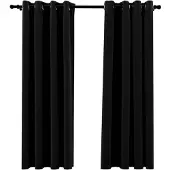 vidaXL Rideaux occultants Aspect lin avec œillets 2 pcs Noir 140x175cm