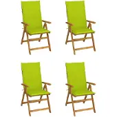 vidaXL Chaise à haut dossier Réglable 4 pièces avec coussins Bois massif Acacia
