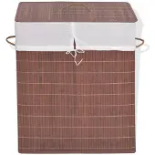 vidaXL Panier à linge rectangulaire Bambou Marron