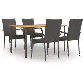 vidaXL Ensemble de jardin 5 pièces Poly rotin brun