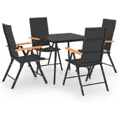 vidaXL Ensemble de jardin 5 pièces noir et brun