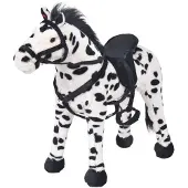 vidaXL Peluche Cheval debout Noir et blanc XXL