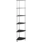 vidaXL Étagère à 6 niveaux Noir 30x30x160 cm Verre trempé