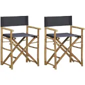vidaXL Chaises de régie pliantes 2 pcs. Gris foncé Bambou et tissu