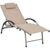 vidaXL Chaise longue Textilène et aluminium Crème