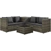 vidaXL Ensemble salon de jardin 4 pièces avec coussins Poly rotin gris