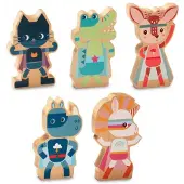 Lilliputiens Ensemble de figurines de super héros en bois - Jouets fantaisie
