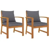 vidaXL Chaises de jardin 2 pcs. avec coussin gris foncé acacia massif