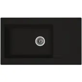 Stradour Evier cuisine a encastrer 1 grand bac + 1 égouttoir Einna - Résine --- 86 x 50 cm - Noir