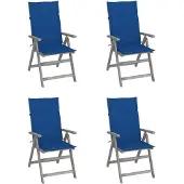 vidaXL Chaise à haut dossier Réglable 4 pièces avec coussins Bois massif Acacia