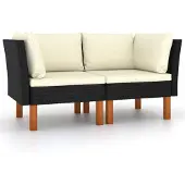 vidaXL Canapé d'angle 2 pcs. Poly rotin et bois massif d'eucalyptus