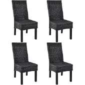 vidaXL Chaises de salle à manger 4 pcs noir Kubu rotin et bois de manguier