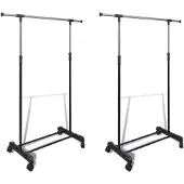 vidaXL Porte-manteaux réglables 2 pcs 1 rail d'accrochage