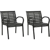 vidaXL Chaises de jardin 2 pcs acier et WPC noir