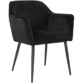 Naber GmbH (Tablon) Bronx71 Chaise de salle à manger en velours Fiona avec accoudoirs noir