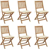 vidaXL Chaises de jardin pliantes 6 pièces avec coussins en bois massif d'acacia