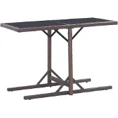 vidaXL Table de jardin Marron 110x53x72 cm Verre et résine tressée