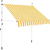 vidaXL Store rétractable manuel 150 cm Orange/Blanc rayé