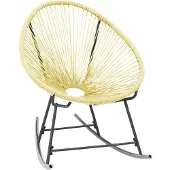 vidaXL Fauteuil à bascule en poly rotin 69 x 82 x 79 cm Beige
