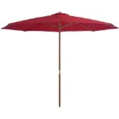 vidaXL Parasol avec mât en bois 350 cm rouge bourgogne