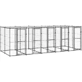 vidaXL Chenil extérieur Acier avec toit 12,1 m²