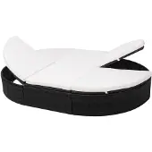 vidaXL Bain de soleil double avec support Poly rotin 200x140x28 cm noir