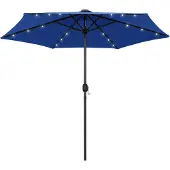 vidaXL Parasol avec éclairage LED et mât en aluminium 270 cm bleu azur