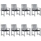 vidaXL 3078229, Terrasse, siège rembourré, Bois d'acacia, Noir, Polyester, 610 mm