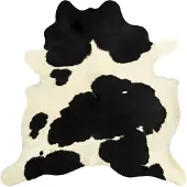 vidaXL Tapis en peau de vache véritable Noir et blanc 150 x 170 cm