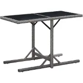vidaXL Table de jardin anthracite 110x53x72 cm verre et poly rotin