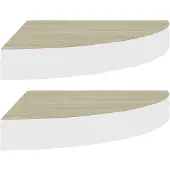 vidaXL Étagères d'angle murales 2 pcs Chêne et blanc 35x35x3,8 cm MDF