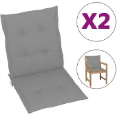 vidaXL Coussins de chaise de jardin à dossier bas lot de 2 gris