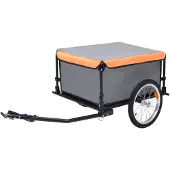 vidaXL Remorque pour vélo Gris et orange 65 kg