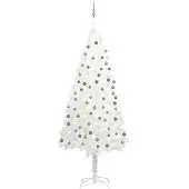 vidaXL Arbre de Noël artificiel pré-éclairé et boules blanc 240 cm