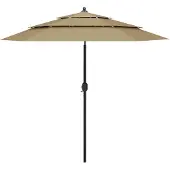 vidaXL Parasol avec mât en aluminium 3 couches Taupe 2,5 m