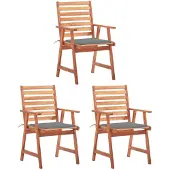 vidaXL Chaises de jardin 3 pièces avec coussins en bois massif d'acacia