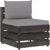 vidaXL Canapé central modulaire avec coussins Gris Bois imprégné