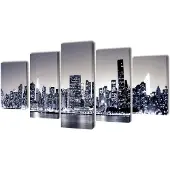 vidaXL Set de toiles murales imprimées Horizon de New York monochrome