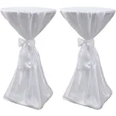vidaXL Housse de table blanche avec ruban 60 cm 2 pièces