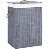 vidaXL Panier à linge avec une seule section bambou gris