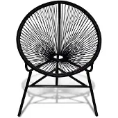 vidaXL Chaise de jardin forme de lune résine tressée noir